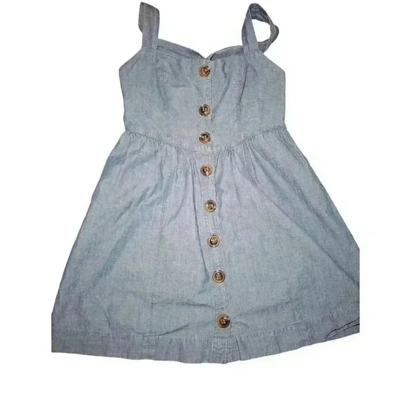 Free People Carolina Chambray Mini Dress denim button down size 6 academia - Picture 7 of 12